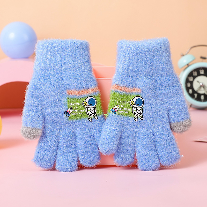 Bērnu rakstīšanas cimdi ar puspirkstiem, adīti, iekšējā flīsa oderē un biezināti, unisex, rudens–ziemas rakstīšanai