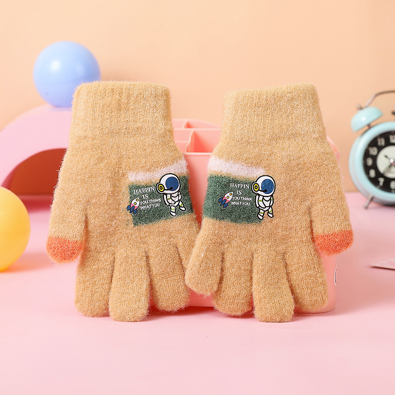 Bērnu rakstīšanas cimdi ar puspirkstiem, adīti, iekšējā flīsa oderē un biezināti, unisex, rudens–ziemas rakstīšanai