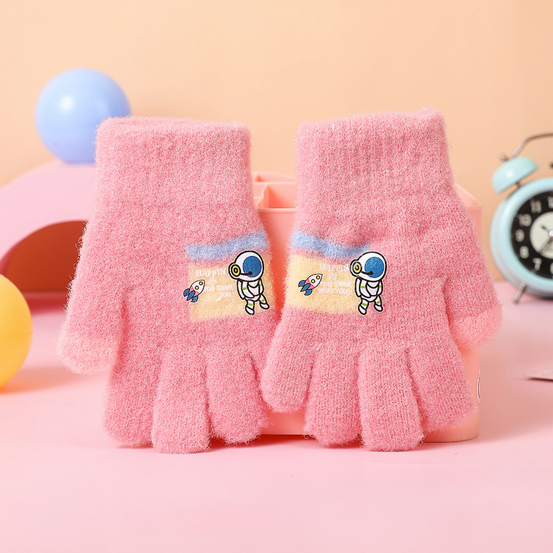 Bērnu rakstīšanas cimdi ar puspirkstiem, adīti, iekšējā flīsa oderē un biezināti, unisex, rudens–ziemas rakstīšanai