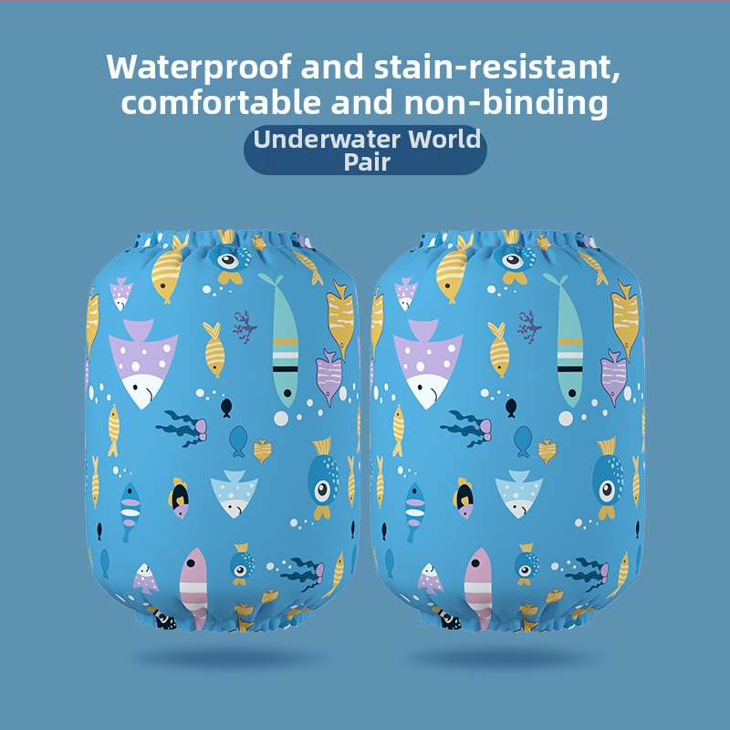 Bērnu pretnetīrības piedurknes ar karikatūras apdruku, ūdensizturīgas un elastīgas, poliestera un neilona materiāla, četrām sezonām