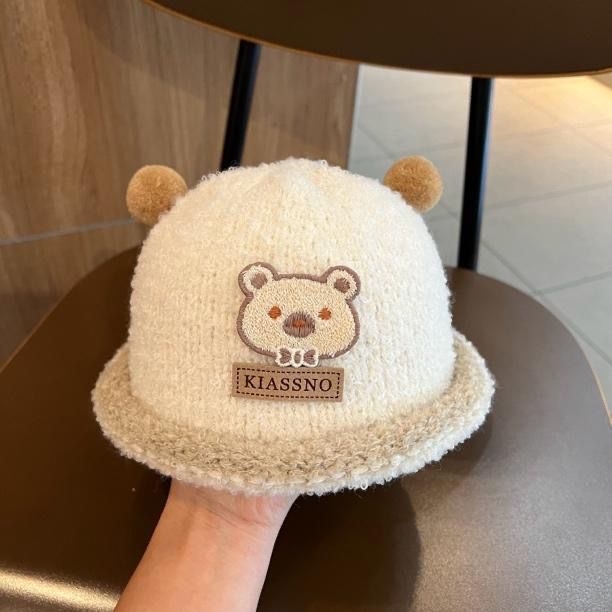 Slatka kapa s zecom za bebe, pletena pliš čiapka bucket za zimu, unisex, za djecu od 6 do 48 mjeseci