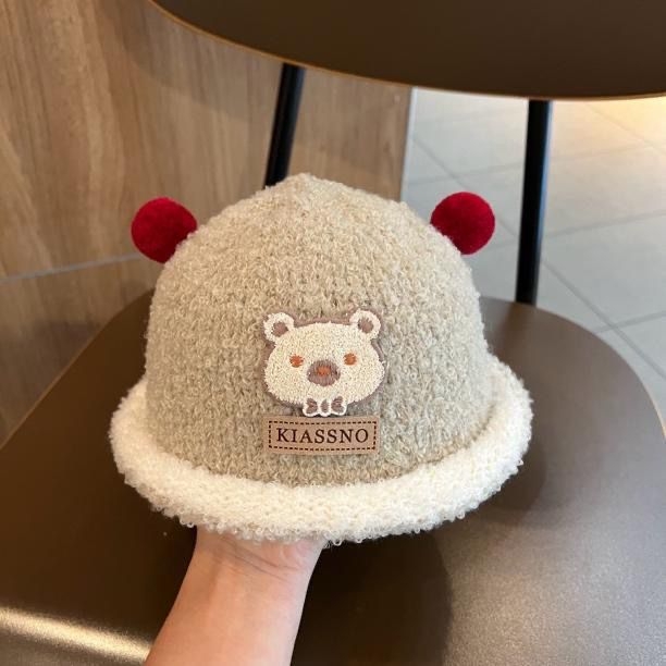 Slatka kapa s zecom za bebe, pletena pliš čiapka bucket za zimu, unisex, za djecu od 6 do 48 mjeseci