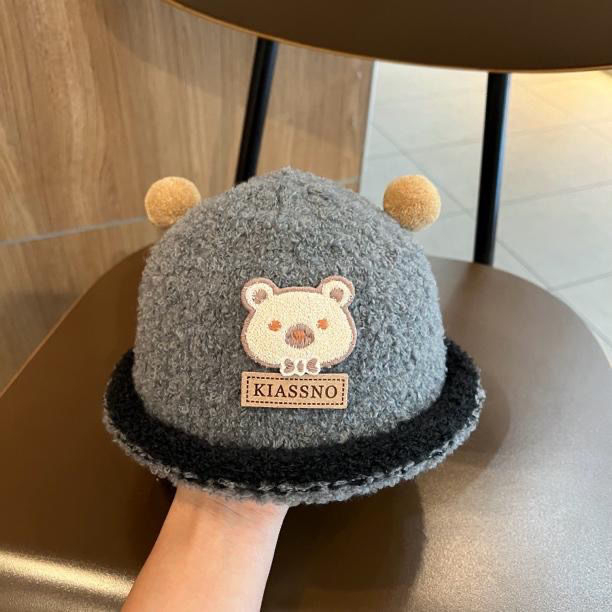 Slatka kapa s zecom za bebe, pletena pliš čiapka bucket za zimu, unisex, za djecu od 6 do 48 mjeseci