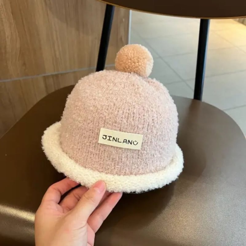 Slatka kapa s zecom za bebe, pletena pliš čiapka bucket za zimu, unisex, za djecu od 6 do 48 mjeseci