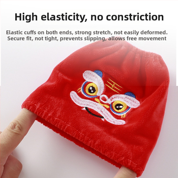 Bērnu siltās piedurknes Jaunā gada ķīniešu stilā ar izšūtu karikatūras motīvu, universāls, materiāls kristāla samts, vecums 1–8 gadi, rudens 2024