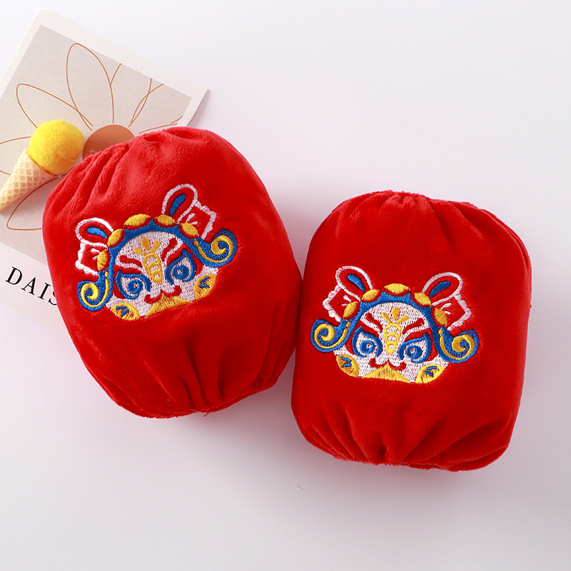 Bērnu siltās piedurknes Jaunā gada ķīniešu stilā ar izšūtu karikatūras motīvu, universāls, materiāls kristāla samts, vecums 1–8 gadi, rudens 2024