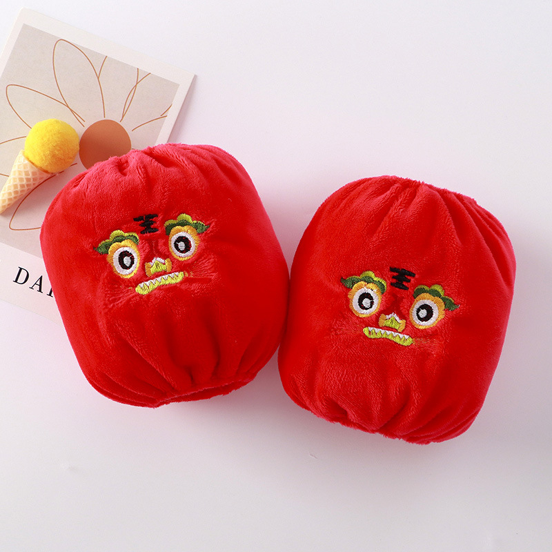 Bērnu siltās piedurknes Jaunā gada ķīniešu stilā ar izšūtu karikatūras motīvu, universāls, materiāls kristāla samts, vecums 1–8 gadi, rudens 2024