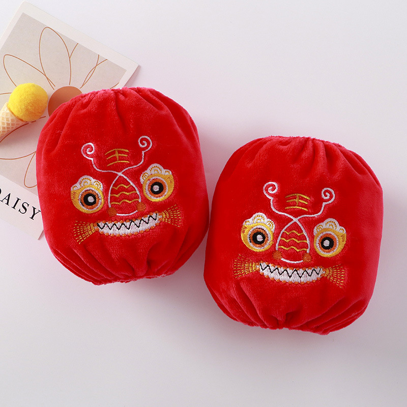 Bērnu siltās piedurknes Jaunā gada ķīniešu stilā ar izšūtu karikatūras motīvu, universāls, materiāls kristāla samts, vecums 1–8 gadi, rudens 2024