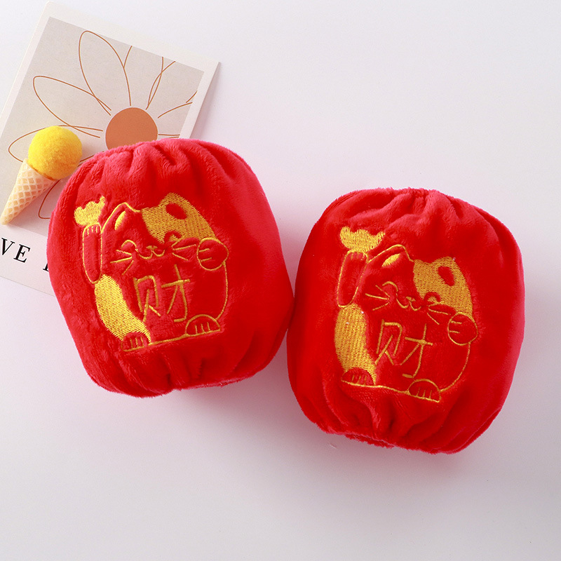 Bērnu siltās piedurknes Jaunā gada ķīniešu stilā ar izšūtu karikatūras motīvu, universāls, materiāls kristāla samts, vecums 1–8 gadi, rudens 2024