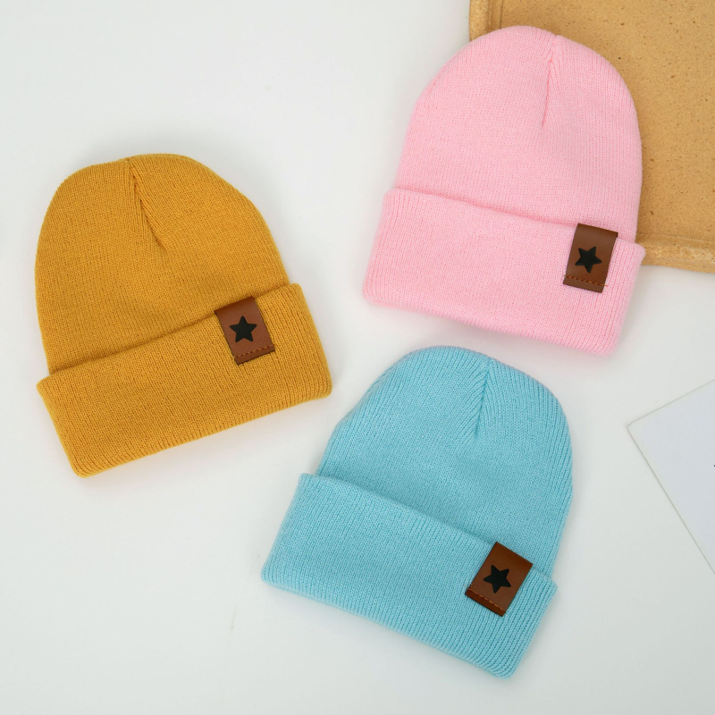 Pălărie tricotată pentru copii din acril, iarnă, cu stea cu cinci colțuri, caldă și rezistentă la vânt, în formă de dom, pentru vârste 2-4, 4-6, 8-10 și peste 10 ani.