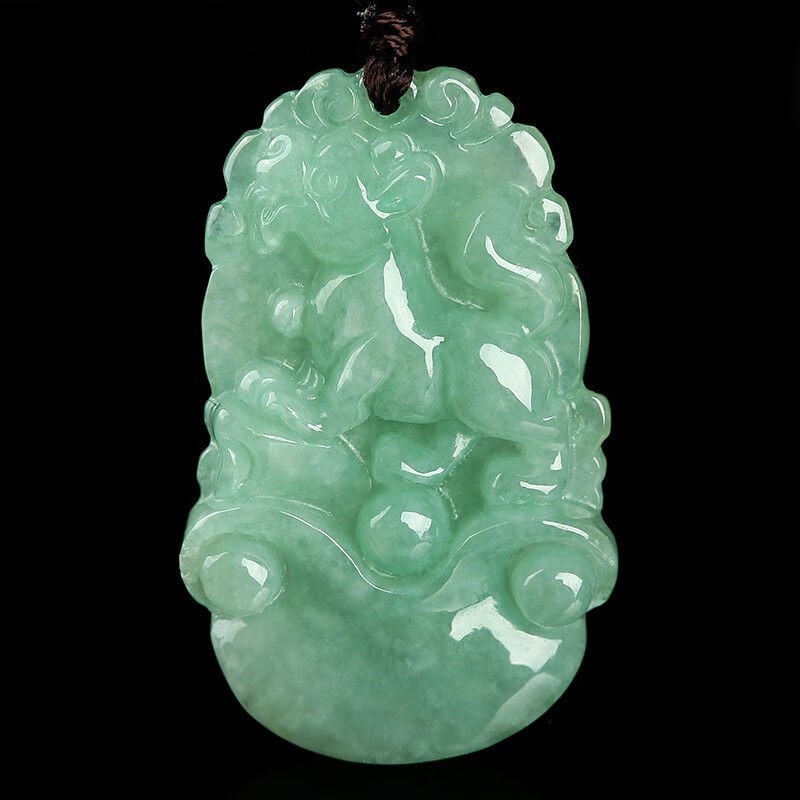Nefrit privjesak s 12 znakova zodijaka iz Mjanmara, prirodni nefrit, kineski stil, unisex