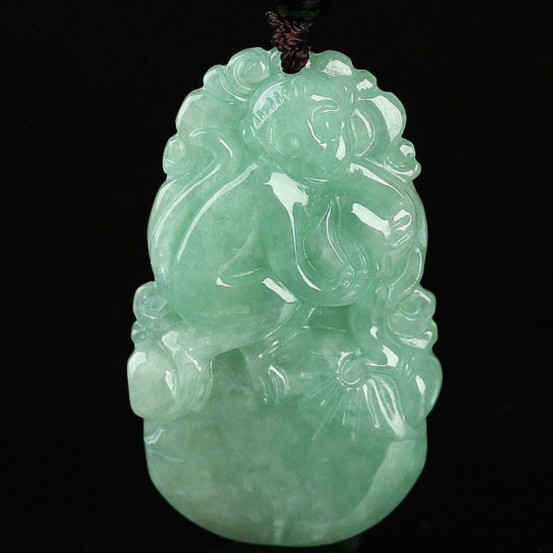 Nefrit privjesak s 12 znakova zodijaka iz Mjanmara, prirodni nefrit, kineski stil, unisex