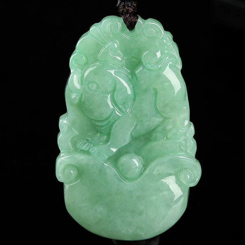 Nefrit privjesak s 12 znakova zodijaka iz Mjanmara, prirodni nefrit, kineski stil, unisex