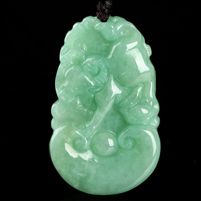 Nefrit privjesak s 12 znakova zodijaka iz Mjanmara, prirodni nefrit, kineski stil, unisex