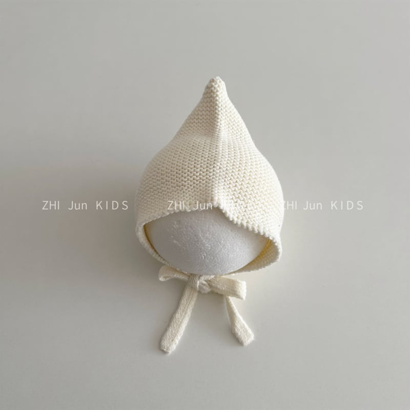 Adīta bērnu cepure ar smailu virsu un aizsargājošu siksnu, auss aizsardzība; silta un vēja izturīga ziemas cepure 6–12 mēnešiem