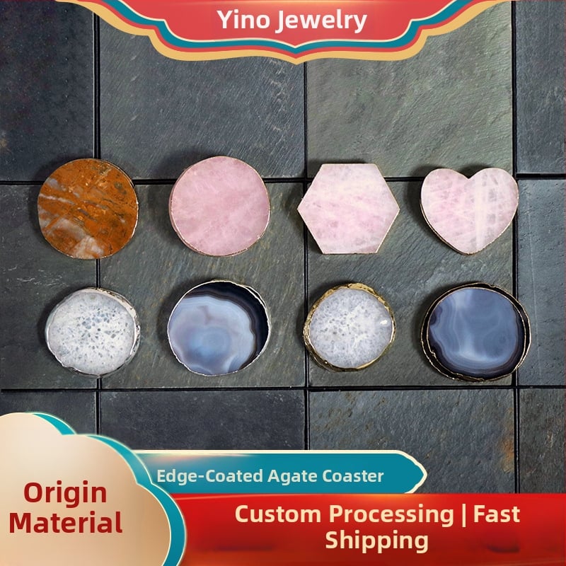 Agato padėkliukai gėrimams, geometrijos formos, natūralus akmuo, šiuolaikinis minimalistinis stilius