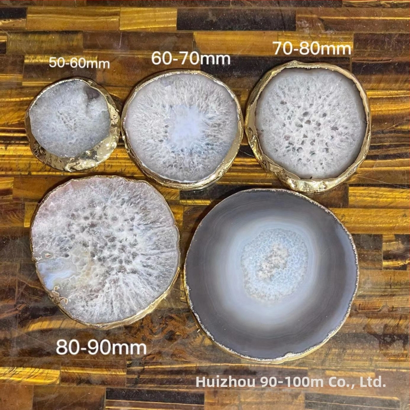 Agato padėkliukai gėrimams, geometrijos formos, natūralus akmuo, šiuolaikinis minimalistinis stilius