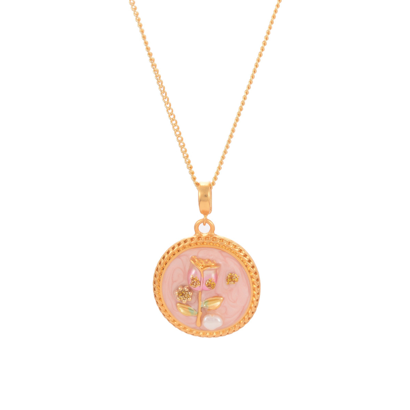 Metalni ogrlica s privjeskom od 18k zlata, elektropaliranje, stil lagani luksuz, unisex