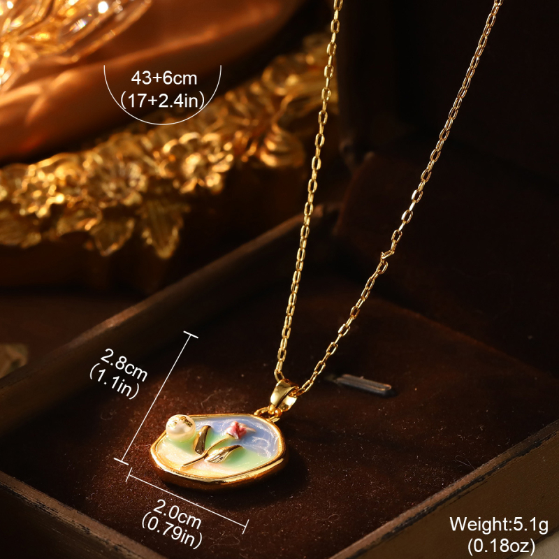 Metalni ogrlica s privjeskom od 18k zlata, elektropaliranje, stil lagani luksuz, unisex