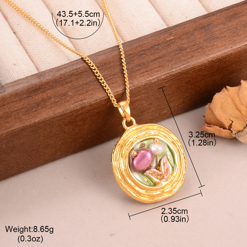 Metalni ogrlica s privjeskom od 18k zlata, elektropaliranje, stil lagani luksuz, unisex