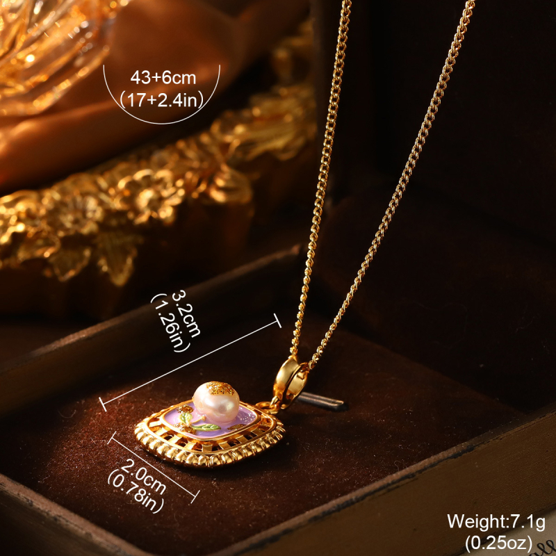 Metalni ogrlica s privjeskom od 18k zlata, elektropaliranje, stil lagani luksuz, unisex