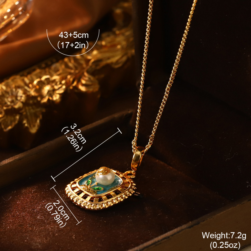Metalni ogrlica s privjeskom od 18k zlata, elektropaliranje, stil lagani luksuz, unisex