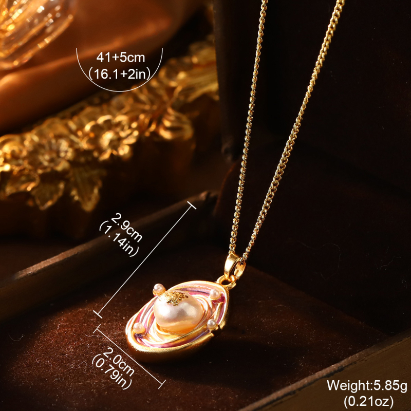Metalni ogrlica s privjeskom od 18k zlata, elektropaliranje, stil lagani luksuz, unisex