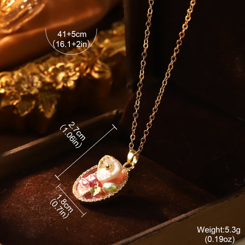 Metalni ogrlica s privjeskom od 18k zlata, elektropaliranje, stil lagani luksuz, unisex
