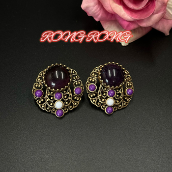 Naušnice od legure s rhinestones inlayem, retro europski srednjovjekovni stil, uzor križ/kruna/rimski brojevi