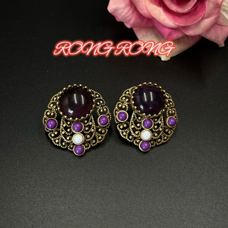 Naušnice od legure s rhinestones inlayem, retro europski srednjovjekovni stil, uzor križ/kruna/rimski brojevi