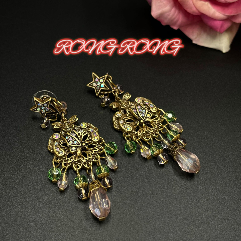 Naušnice od legure s rhinestones inlayem, retro europski srednjovjekovni stil, uzor križ/kruna/rimski brojevi
