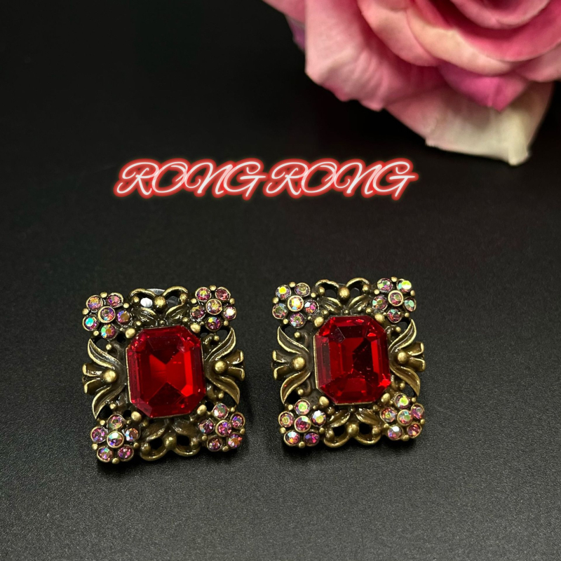 Naušnice od legure s rhinestones inlayem, retro europski srednjovjekovni stil, uzor križ/kruna/rimski brojevi
