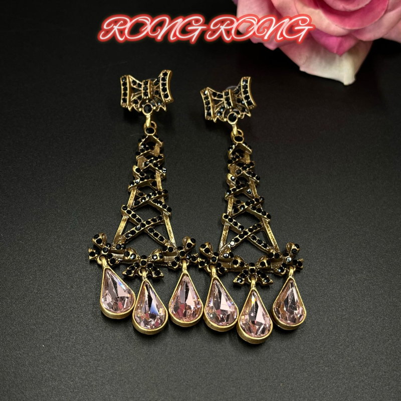 Naušnice od legure s rhinestones inlayem, retro europski srednjovjekovni stil, uzor križ/kruna/rimski brojevi