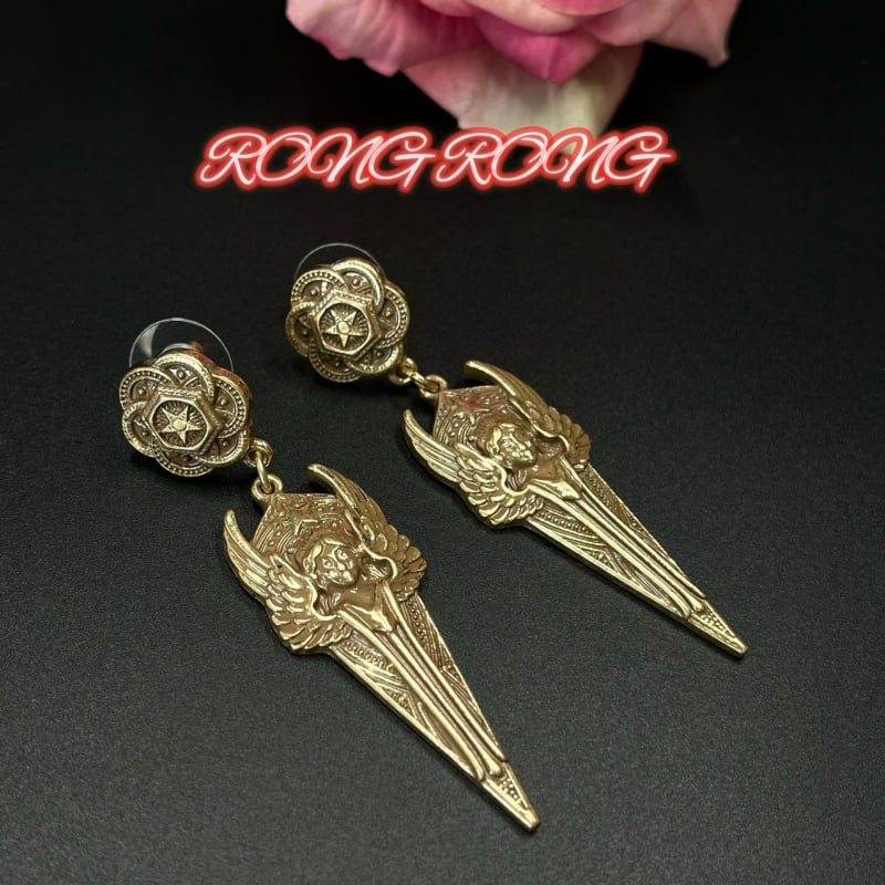 Naušnice od legure s rhinestones inlayem, retro europski srednjovjekovni stil, uzor križ/kruna/rimski brojevi