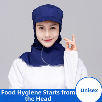 Unisex medvilninė puloverinė kepurė su gobtuvu ir trumpu kraštu, dulkių atsparumas maisto gamybai; logotipo pritaikymas