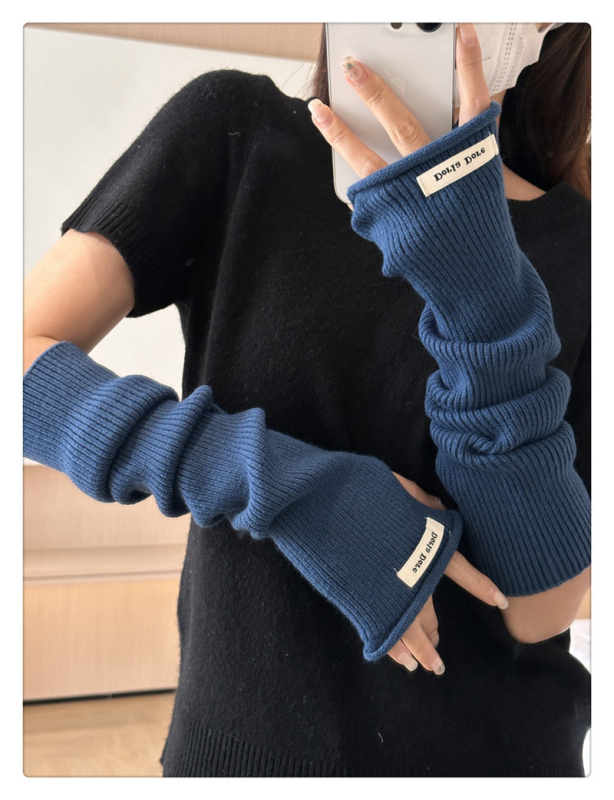 Sieviešu pusprstainas cimdi, silti akrila adījumi ar tie-dye rakstu, roku darbs, piemēroti ziemai un pavasarim