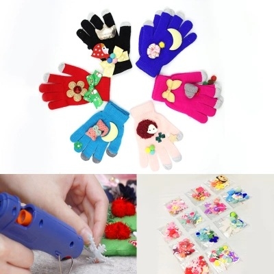 DIY set rukavica za roditelje i djecu s pet prstiju – pletene rukavice za odrasle, unisex, zima