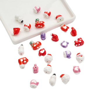 Accesorii pentru cercei – Mărgele ceramice pentru bijuterii DIY – Serie de Crăciun, mărgele brodate, model nobil, stil proaspăt și dulce, Primăvara 2025