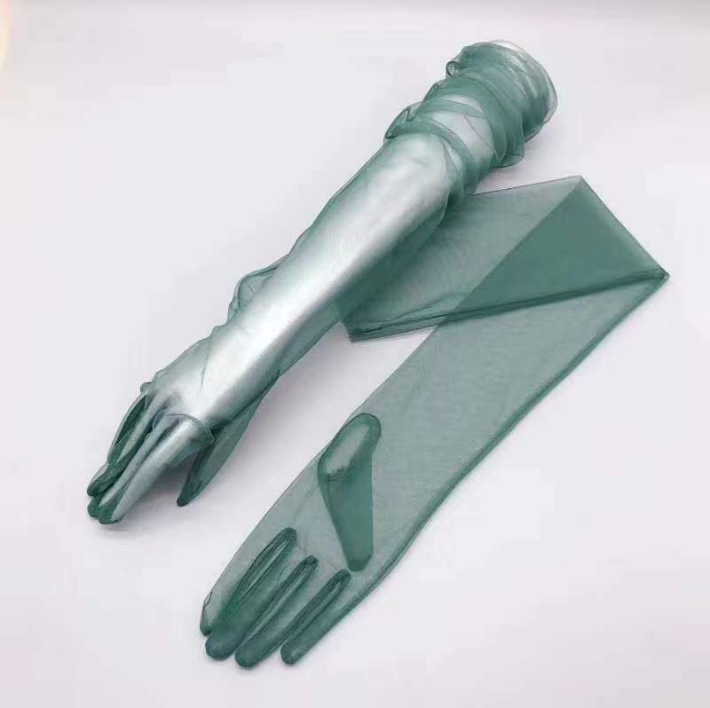 Mănuși lungi de tul cu model cu buline – Mănuși decorative pentru rochii de seară, pentru toate anotimpurile