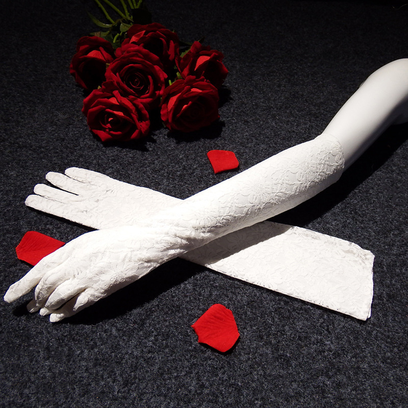 Vjenčane dugačke čipkaste rukavice za žene, dekorativne, za sve sezone, proljeće 2021