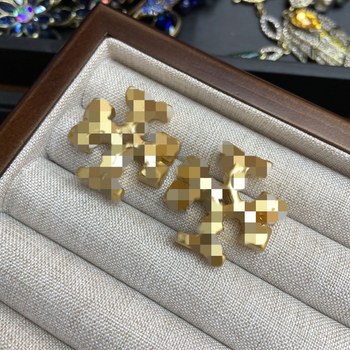 Set de 8 piese din cupru: Colier cu pandant geometric, inserții de diamant, lanț O, lungime 41–50 cm