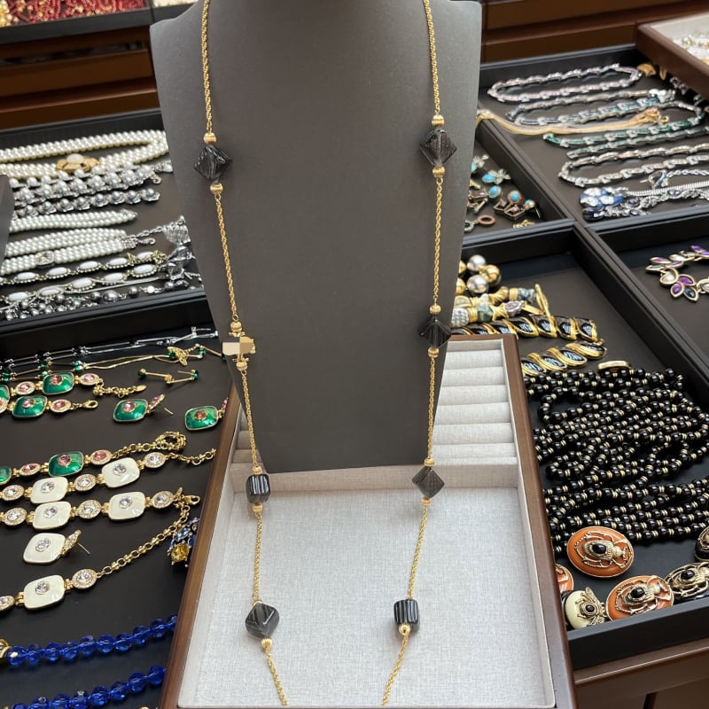 Set de 8 piese din cupru: Colier cu pandant geometric, inserții de diamant, lanț O, lungime 41–50 cm