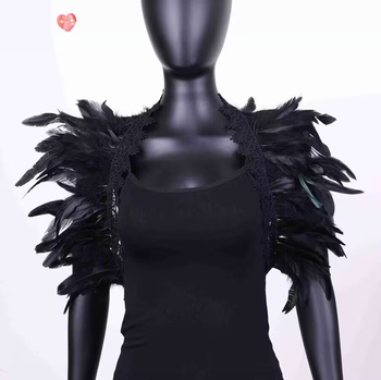 Gotički europski stil: dugi šal od perja – unisex cosplay dodatak, satenski, monokromatski uzorak, širina 15–20 cm
