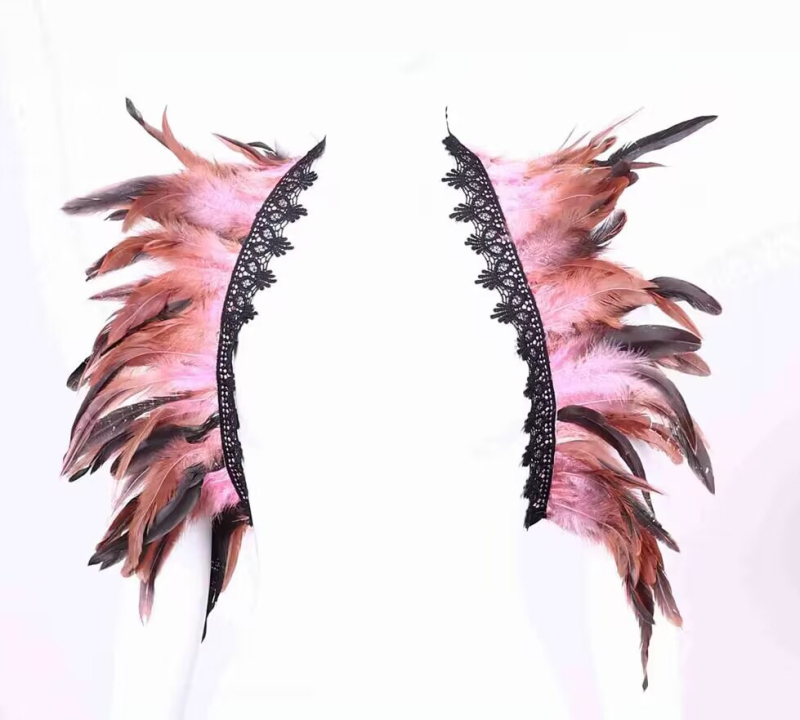 Gotički europski stil: dugi šal od perja – unisex cosplay dodatak, satenski, monokromatski uzorak, širina 15–20 cm