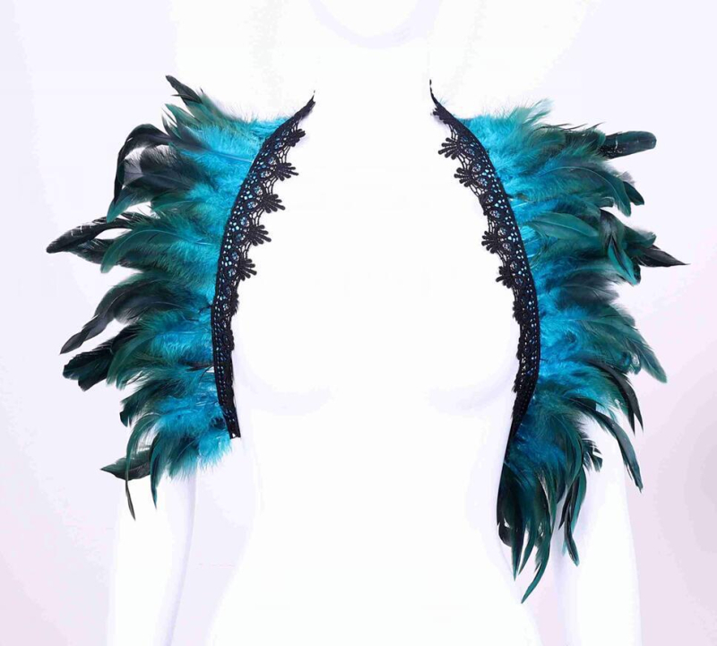 Gotički europski stil: dugi šal od perja – unisex cosplay dodatak, satenski, monokromatski uzorak, širina 15–20 cm