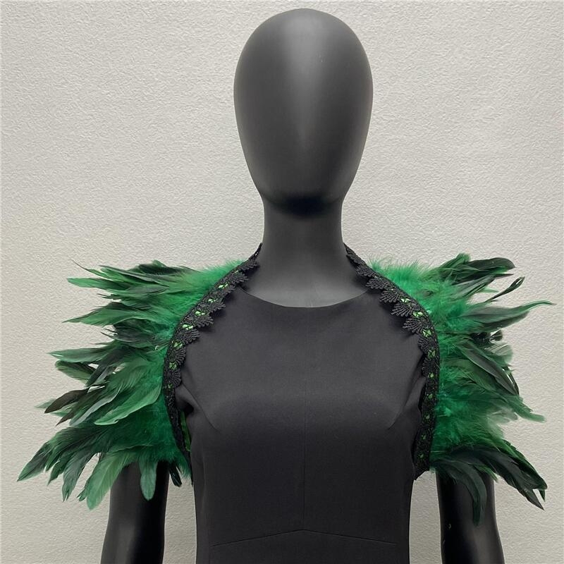 Gotički europski stil: dugi šal od perja – unisex cosplay dodatak, satenski, monokromatski uzorak, širina 15–20 cm