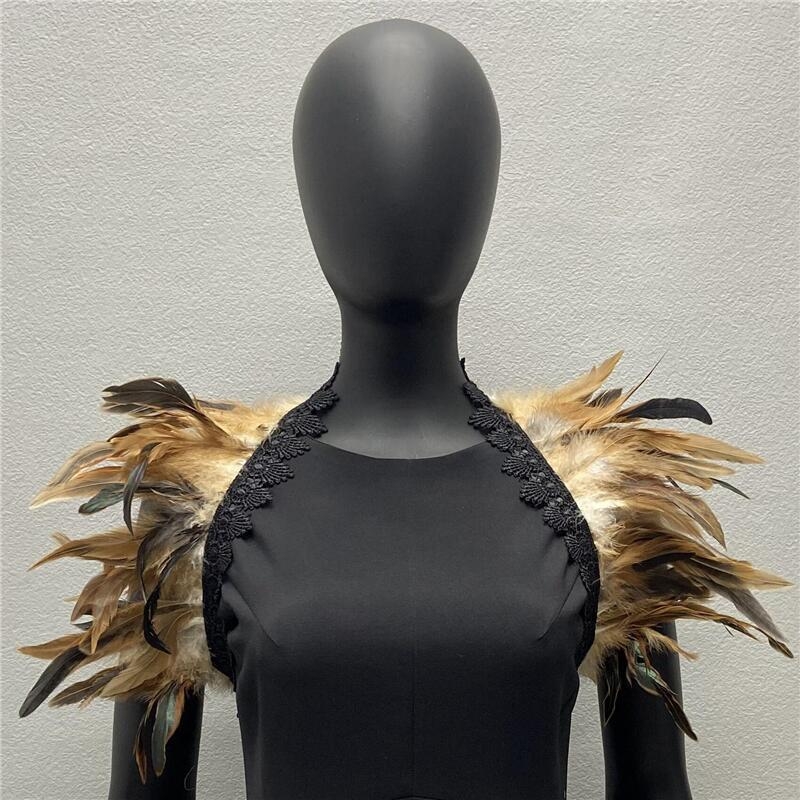 Gotički europski stil: dugi šal od perja – unisex cosplay dodatak, satenski, monokromatski uzorak, širina 15–20 cm