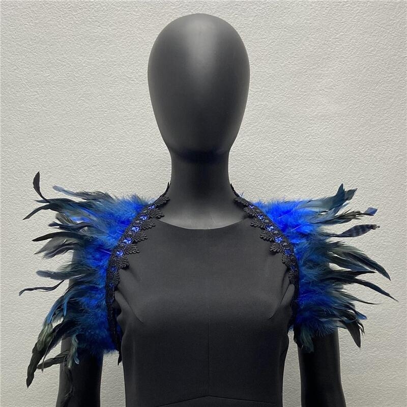 Gotički europski stil: dugi šal od perja – unisex cosplay dodatak, satenski, monokromatski uzorak, širina 15–20 cm