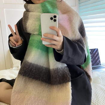 Șal din mohair gradient (100% mohair, iarnă, gros și cald, lansare toamnă 2025)