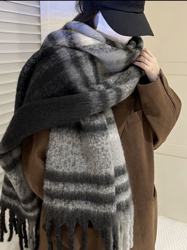 Șal din mohair gradient (100% mohair, iarnă, gros și cald, lansare toamnă 2025)